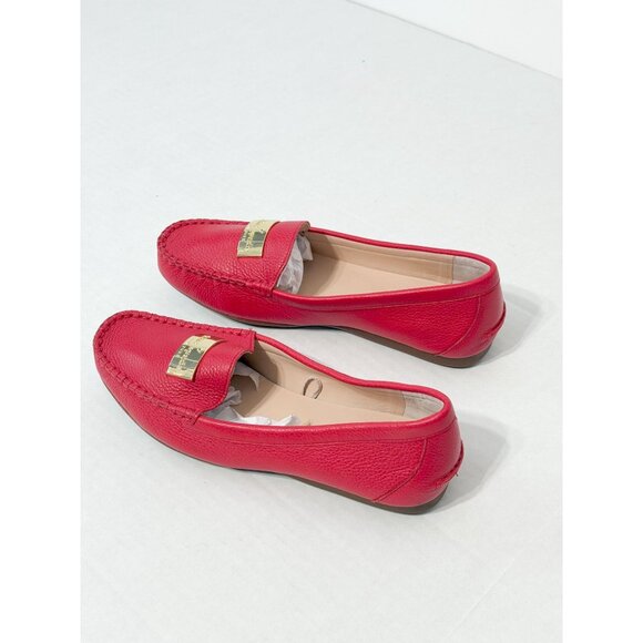 Kate Spade Corrie NWOB Sz 7.5 Coral Red Pebble Leather Women's Loafers Flat Shoe - Picture 6 of 7